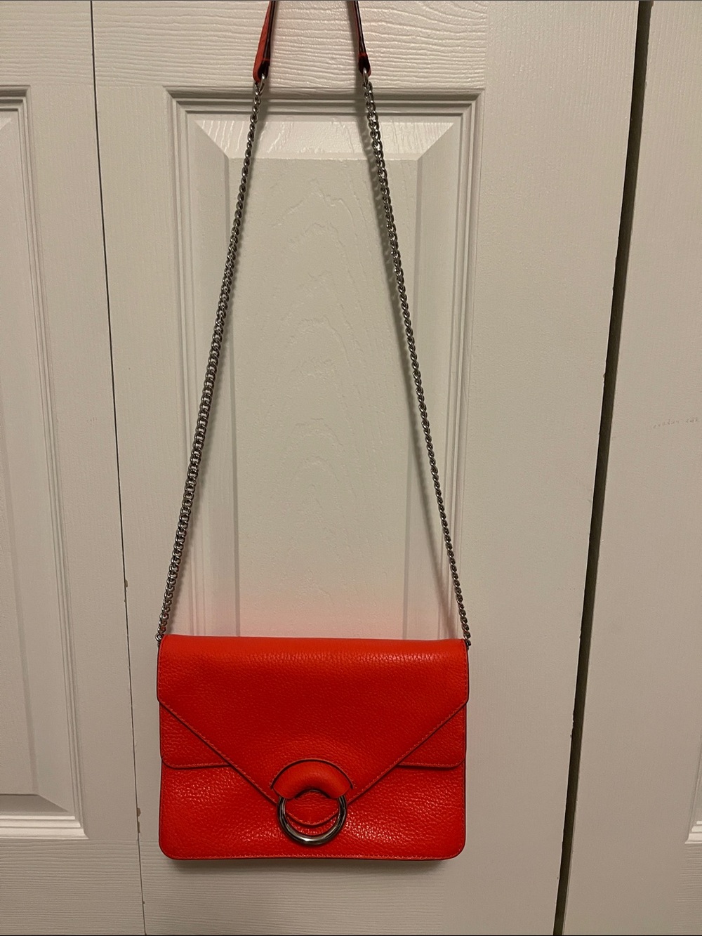 Banana Republic Orange Pebbled Leather Crossbody with Silver Ring